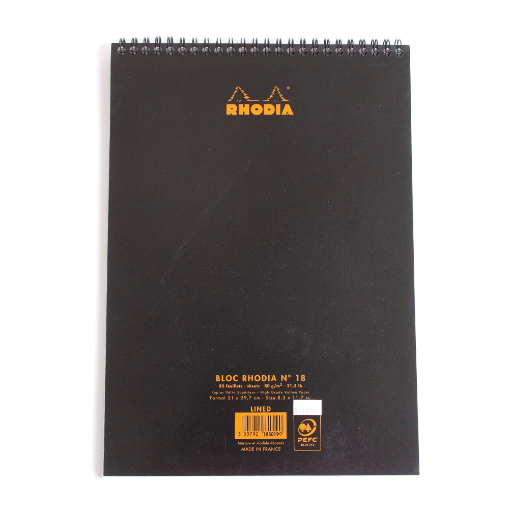 Black, Memo & Notebooks, Art & School, 8.25"x11.75", Rhodia, Spiralbound, Graph, 710140